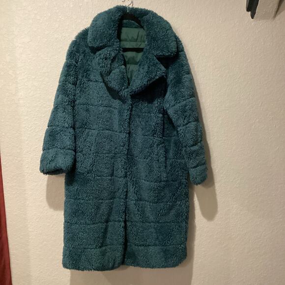 Essentiel Antwerp Alexander Faux Fur Reversible Coat EUR 34 US 2 Green/teal - Picture 2 of 10